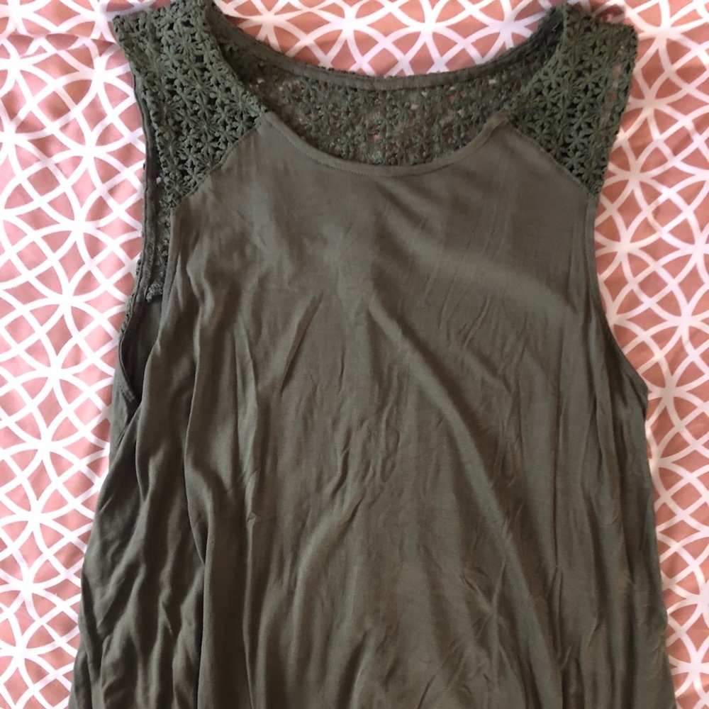 Old Navy Olive Green Crochet Tunic Tank